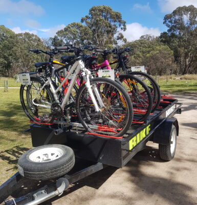 Bikes loaded on trailer